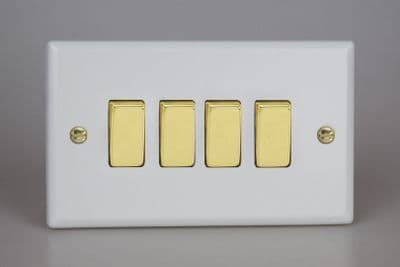 Varilight XY9V.MW Vogue Matt White 4 Gang 10A 2 Way Rocker Light Switch