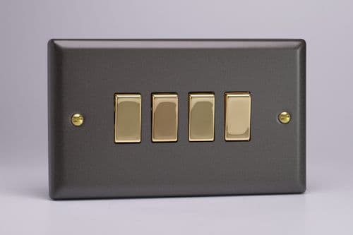Varilight XY9V.SL Vogue Slate 4 Gang 10A 1 or 2 Way Rocker Light Switch