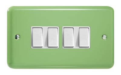 Varilight XY9W.BG Lily Pastel Beryl Green 4 Gang 10A 1 or 2 Way Rocker Light Switch