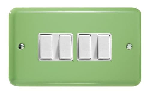 Varilight XY9W.BG Lily Pastel Beryl Green 4 Gang 10A 1 or 2 Way Rocker Light Switch