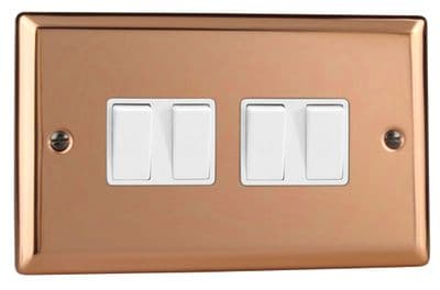 Varilight XY9W.CU Urban Polished Copper 4 Gang 10A 1 or 2 Way Rocker Light Switch