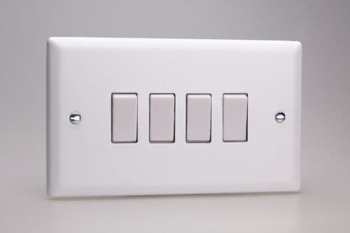 Varilight XY9W.CW Urban Chalk White 4 Gang 10A 1 or 2 Way Rocker Light Switch