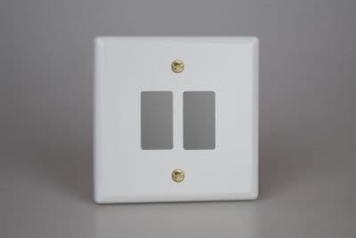 Varilight XYPGY2.MW Vogue Matt White 2 Gang PowerGrid Plate inc Yoke (Single Plate)