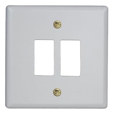 Varilight XYPGY2.MW Vogue Matt White 2 Gang PowerGrid Plate inc Yoke (Single Plate)