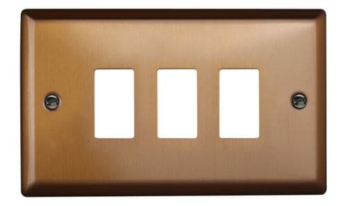 Varilight XYPGY3.BZ Urban Brushed Bronze 3 Gang PowerGrid Plate (Twin Plate)