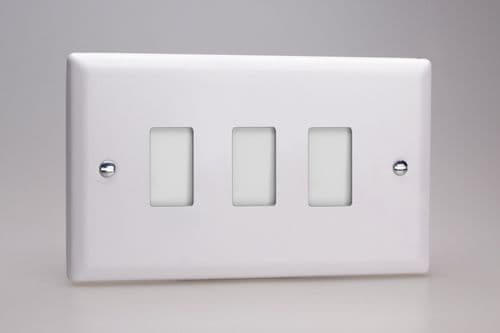 Varilight XYPGY3.CW Urban Chalk White 3 Gang PowerGrid Plate (Twin Plate)