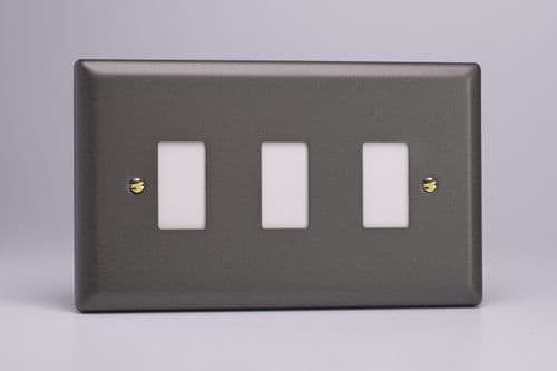Varilight XYPGY3.SL Vogue Slate 3 Gang PowerGrid Plate (Twin Plate)