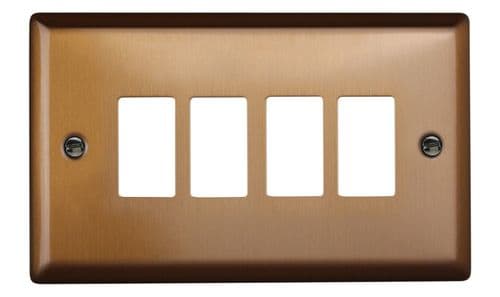 Varilight XYPGY4.BZ Urban Brushed Bronze 4 Gang PowerGrid Plate (Twin Plate)