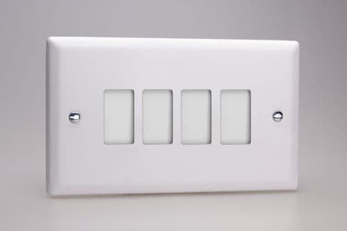 Varilight XYPGY4.CW Urban Chalk White 4 Gang PowerGrid Plate (Twin Plate)
