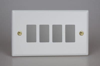 Varilight XYPGY4.MW Vogue Matt White 4 Gang PowerGrid Plate inc Yoke (Twin Plate)