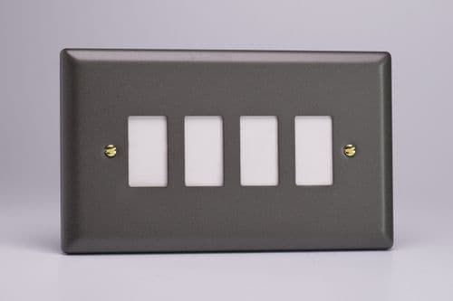 Varilight XYPGY4.SL Vogue Slate 4 Gang PowerGrid Plate (Twin Plate)