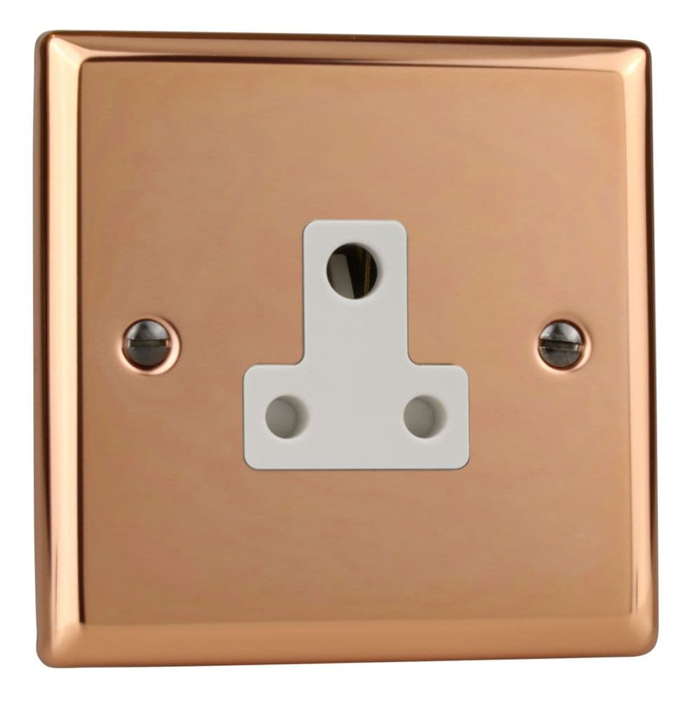 Cu Pin Socket Varilight XYRP5AW CU Urban Polished Copper 1 Gang 5A Round Pin Plug Socket