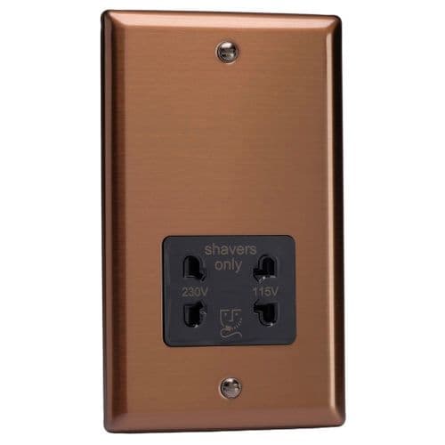 Varilight XYSSB.BZ Urban Brushed Bronze Dual Voltage Shaver Socket 230V/115V