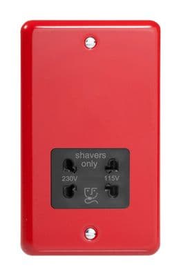 Varilight XYSSB.PR Lily Primary Pillar Box Red Dual Voltage Shaver Socket 230V/115V