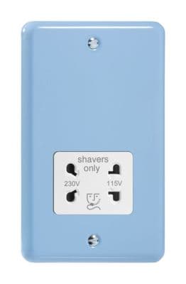 Varilight XYSSW.DB Lily Pastel Duck Egg Blue Dual Voltage Shaver Socket 230V/115V