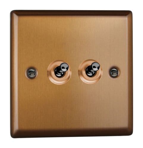 Varilight XYT2.BZ Urban Brushed Bronze 2 Gang 10A 1 or 2 Way Toggle Light Switch