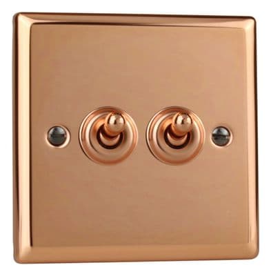 Varilight XYT2.CU Urban Polished Copper 2 Gang 10A 1 or 2 Way Toggle Light Switch