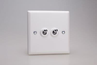 Varilight XYT2.CW Urban Chalk White 2 Gang 10A 1 or 2 Way Toggle Light Switch