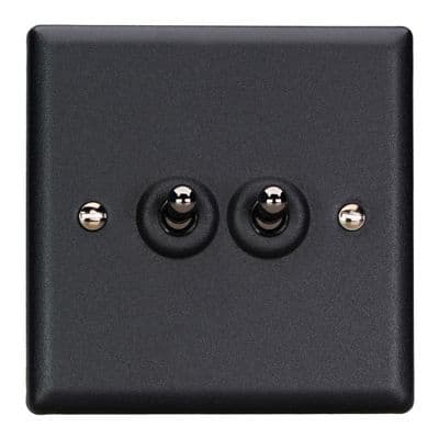 Varilight XYT2.MB Urban Matt Black 2 Gang 10A 1 or 2 Way Toggle Light Switch