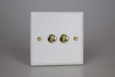 Varilight XYT2V.MW Vogue Matt White 2 Gang 10A 2 Way Toggle Light Switch