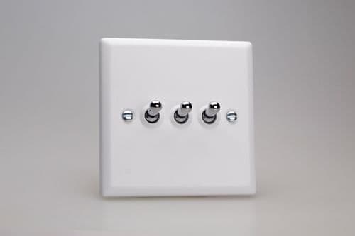 Varilight XYT3.CW Urban Chalk White 3 Gang 10A 1 or 2 Way Toggle Light Switch