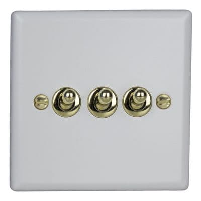 Varilight XYT3V.MW Vogue Matt White 3 Gang 10A 2 Way Toggle Light Switch