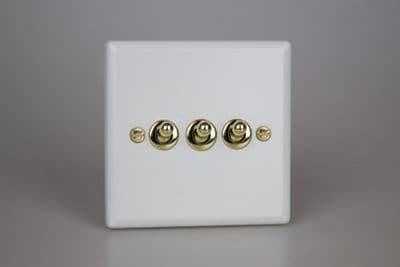 Varilight XYT3V.MW Vogue Matt White 3 Gang 10A 2 Way Toggle Light Switch