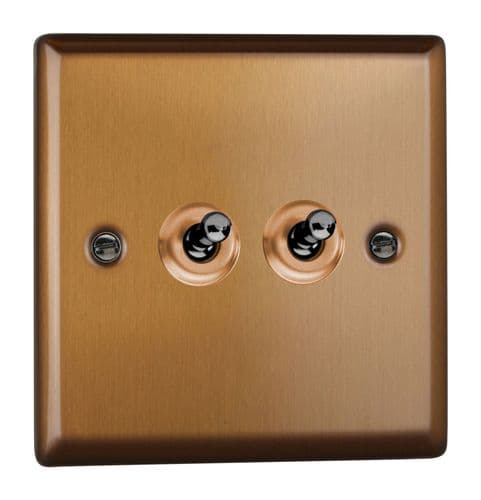 Varilight XYT71.BZ Urban Brushed Bronze 2 Gang 10A Toggle Light Switch (1 x Intermediate 1 x 2 Way)