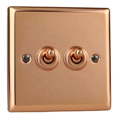 Varilight XYT77.CU Urban Polished Copper 2 Gang 10A Intermediate Toggle Light Switch