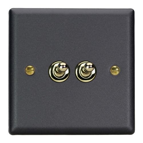 Varilight XYT77V.MB Vogue Matt Black 2 Gang 10A Intermediate Toggle Light Switch