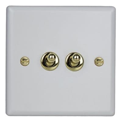 Varilight XYT77V.MW Vogue Matt White 2 Gang 10A Intermediate Toggle Light Switch