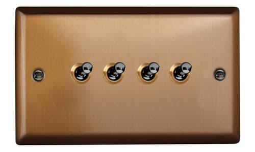 Varilight XYT9.BZ Urban Brushed Bronze 4 Gang 10A 1 or 2 Way Toggle Light Switch