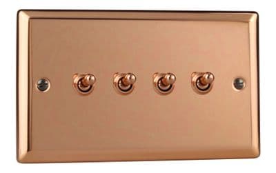 Varilight XYT9.CU Urban Polished Copper 4 Gang 10A 1 or 2 Way Toggle Light Switch