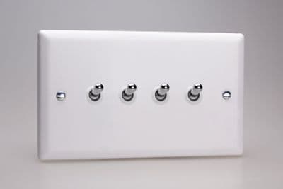 Varilight XYT9.CW Urban Chalk White 4 Gang 10A 1 or 2 Way Toggle Light Switch