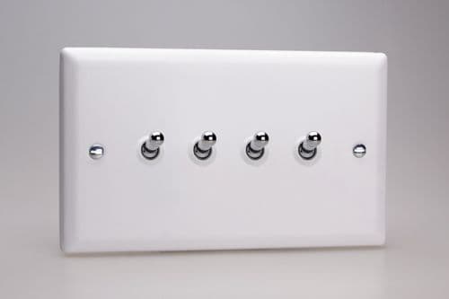 Varilight XYT9.CW Urban Chalk White 4 Gang 10A 1 or 2 Way Toggle Light Switch