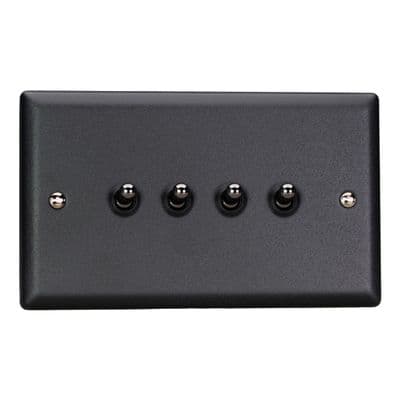 Varilight XYT9.MB Urban Matt Black 4 Gang 10A 1 or 2 Way Toggle Light Switch