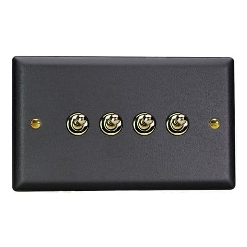 Varilight XYT9V.MB Vogue Matt Black 4 Gang 10A 2 Way Toggle Light Switch