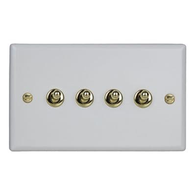 Varilight XYT9V.MW Vogue Matt White 4 Gang 10A 2 Way Toggle Light Switch