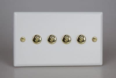 Varilight XYT9V.MW Vogue Matt White 4 Gang 10A 2 Way Toggle Light Switch
