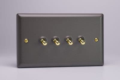 Varilight XYT9V.SL Vogue Slate 4 Gang 10A 1 or 2 Way Toggle Light Switch