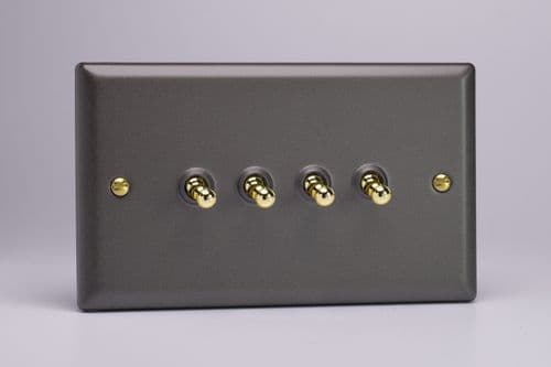 Varilight XYT9V.SL Vogue Slate 4 Gang 10A 1 or 2 Way Toggle Light Switch