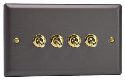 Varilight XYT9V.SL Vogue Slate 4 Gang 10A 1 or 2 Way Toggle Light Switch