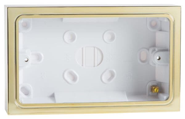 Varilight YBD.B Surface Mounted Plastic 35mm Pattress Box 2 Gang Double Brass Effect