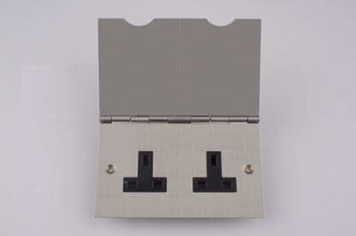 Varilight YFS5B Ultraflat Brushed Steel 2 Gang Double 13A Floor Socket