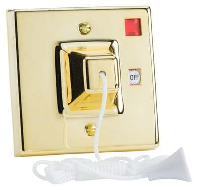 Varilight YPSB45 Pull Cord Switch 45A with Neon Brass Effect