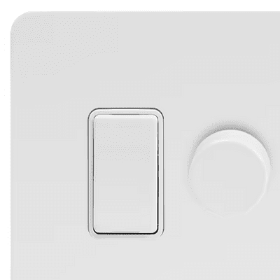White Metal Flat Plate Switch & Dimmer Combinations