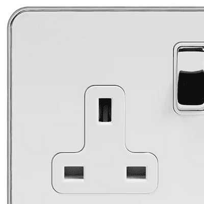 White Metal & Polished Chrome Switches & Sockets