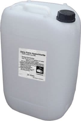 Sodium Hypochlorite 25 litre x 32.  Pallet Load.