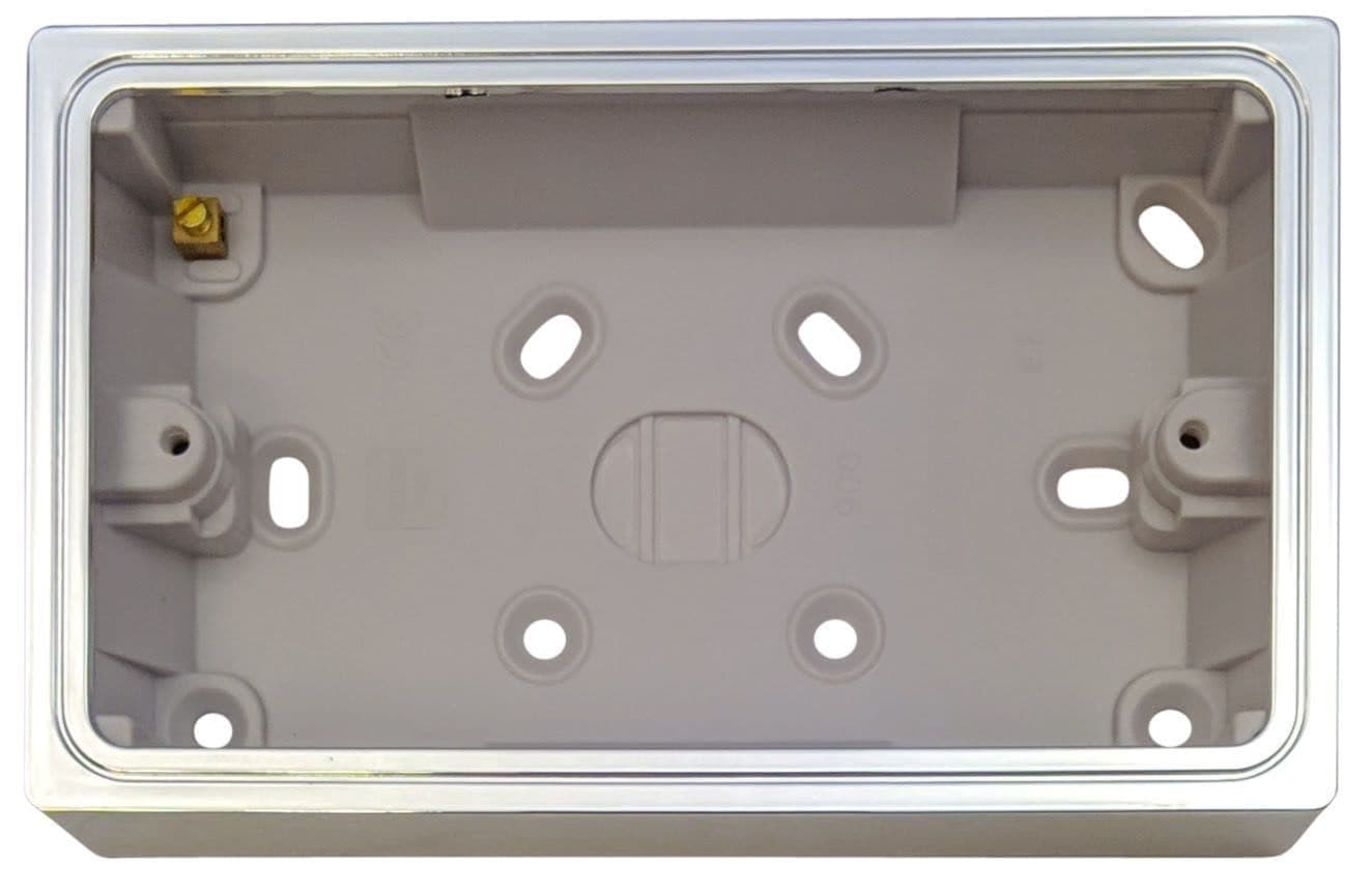Double Socket With Back Box Merriway 45mm Deep 2-Gang Dry Lining Back ...