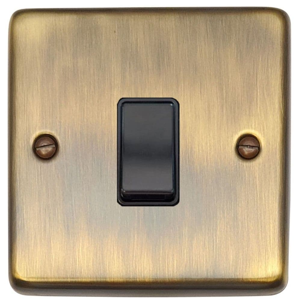 G&H CAB1B Standard Plate Antique Brass 1 Gang 1 or 2 Way Rocker Light Switch